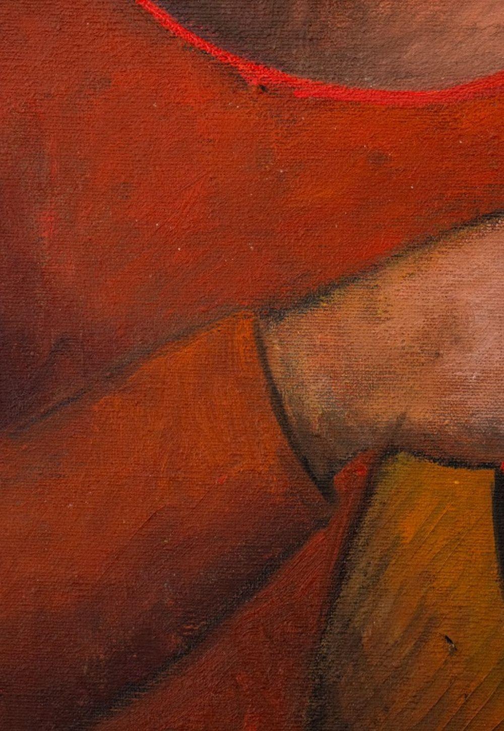 Porträt einer Frau (Braun), Figurative Painting, von Arnaldo Miccoli