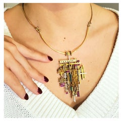 Arnaldo Pomodoro 1963 Mailand Geometrische skulpturale Halskette 18kt Gold Edelsteine