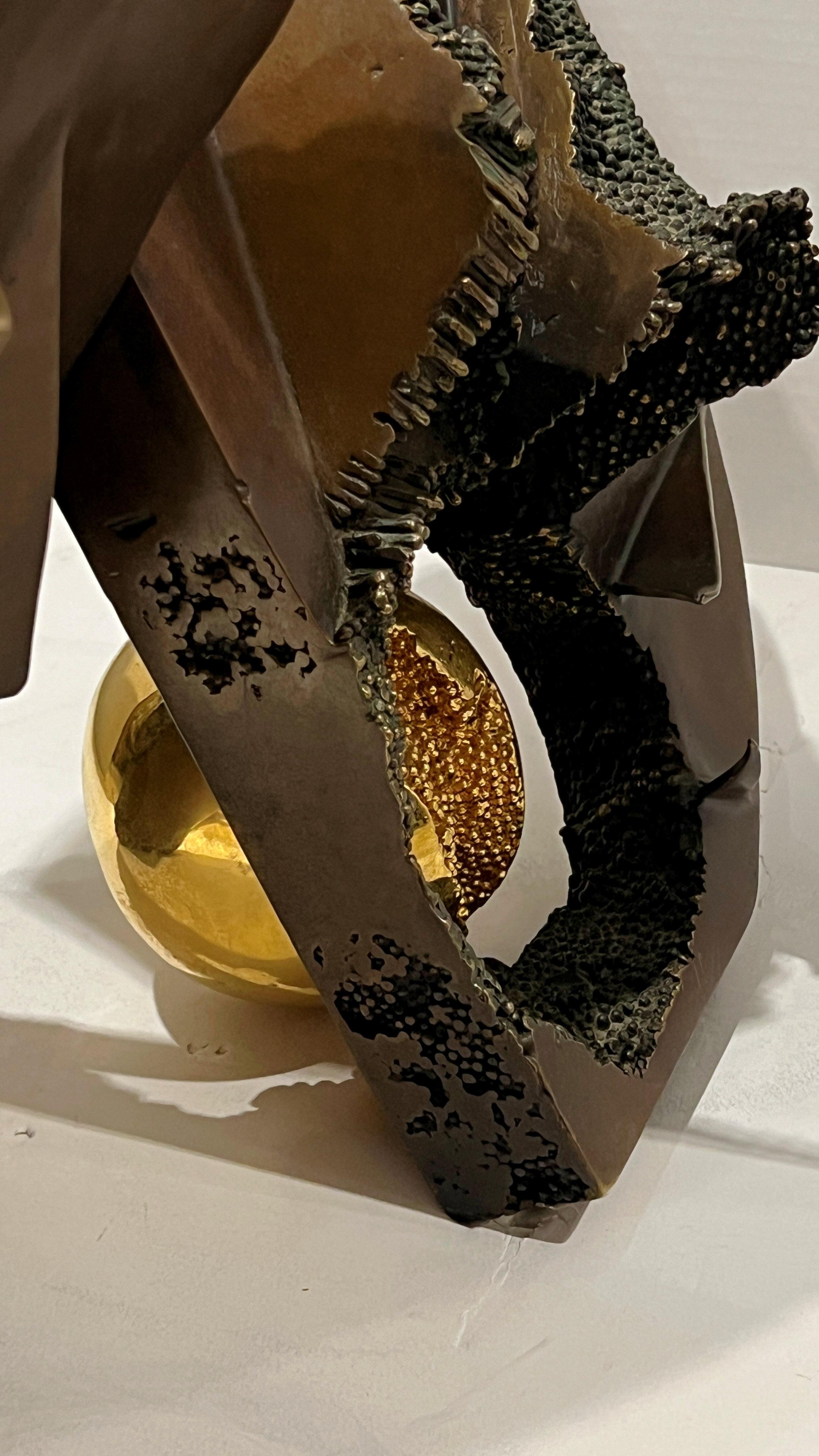 Arnaldo Pomodoro Attributed Abstract Bronze Sculpture of Disc For Sale 4