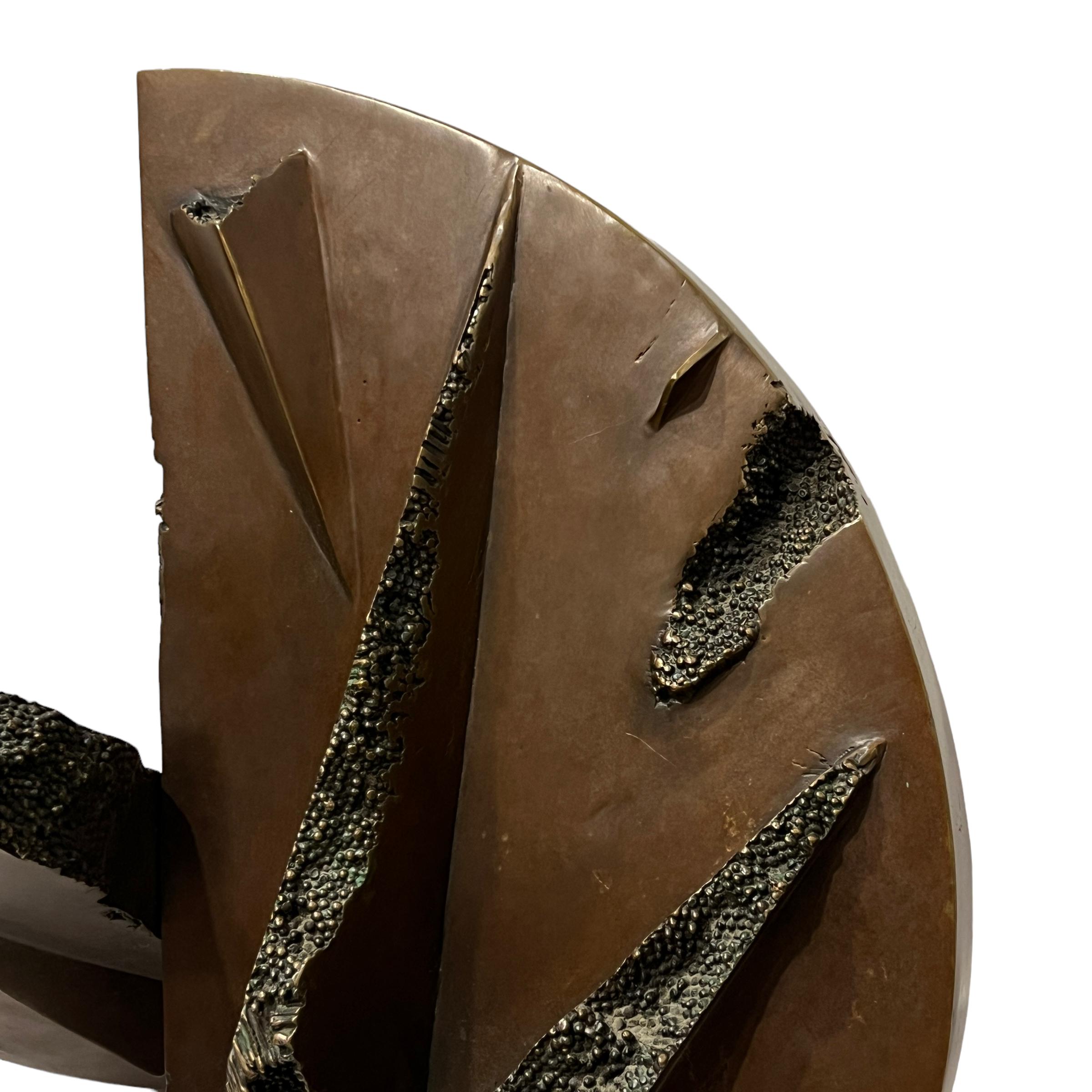 Post-Modern Arnaldo Pomodoro Attributed Abstract Bronze Sculpture of Disc For Sale