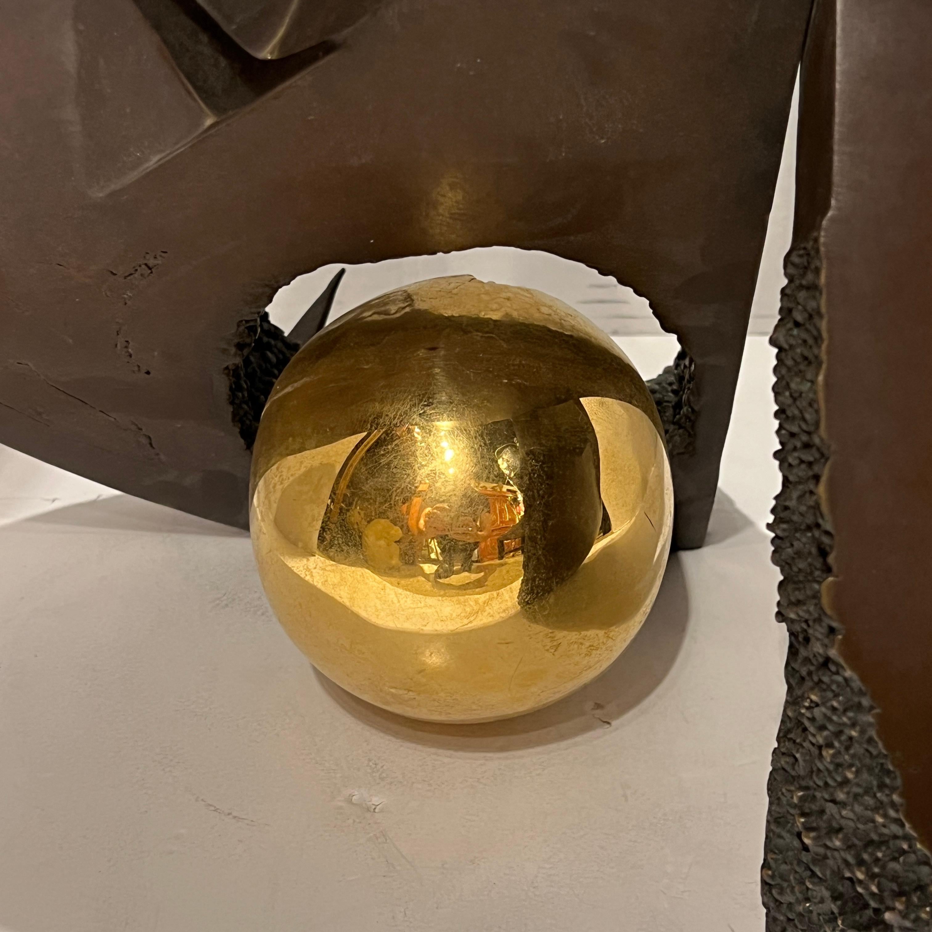 Arnaldo Pomodoro Attributed Abstract Bronze Sculpture of Disc In Good Condition For Sale In New York, NY