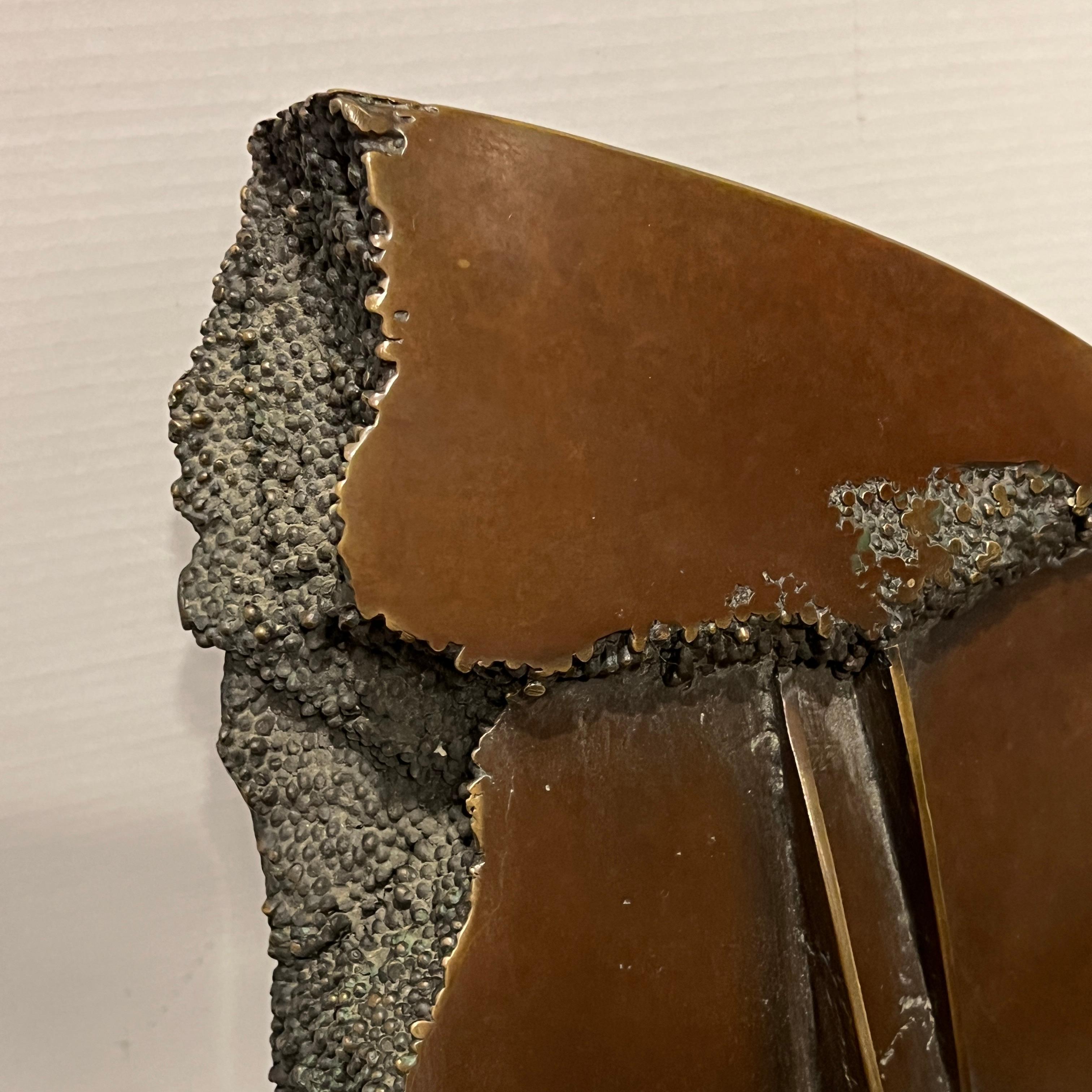 20th Century Arnaldo Pomodoro Attributed Abstract Bronze Sculpture of Disc For Sale