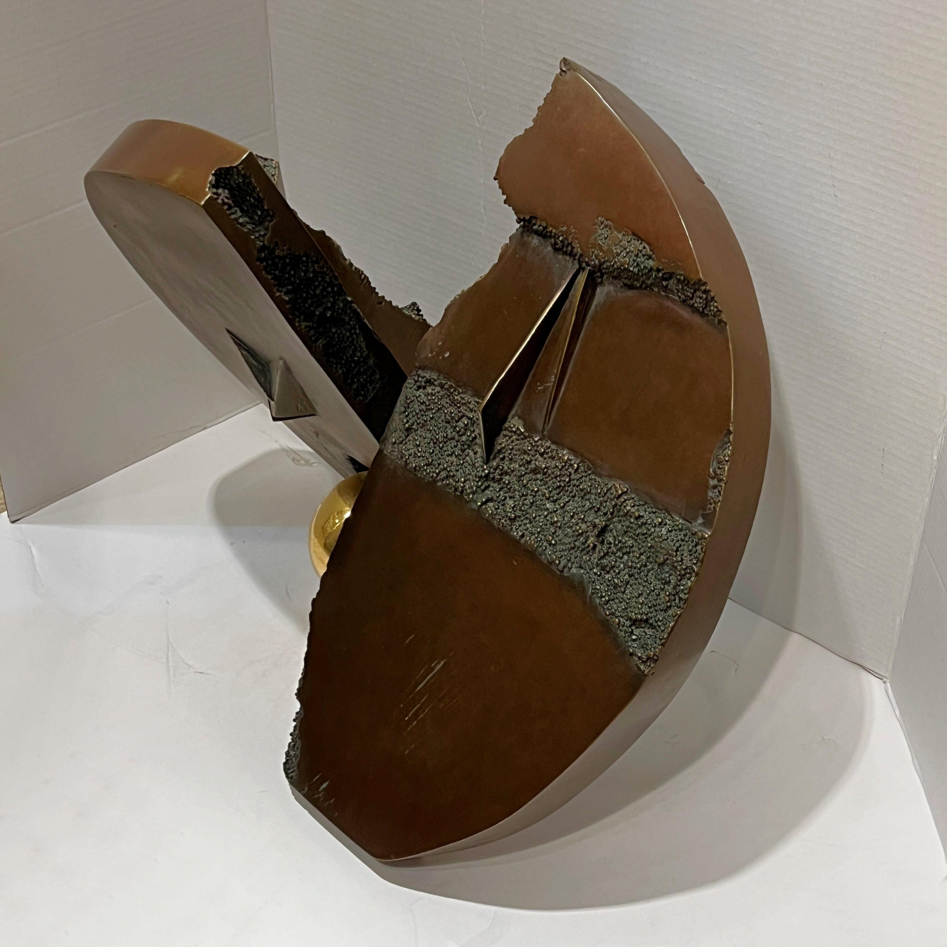 Arnaldo Pomodoro Attributed Abstract Bronze Sculpture of Disc For Sale 1