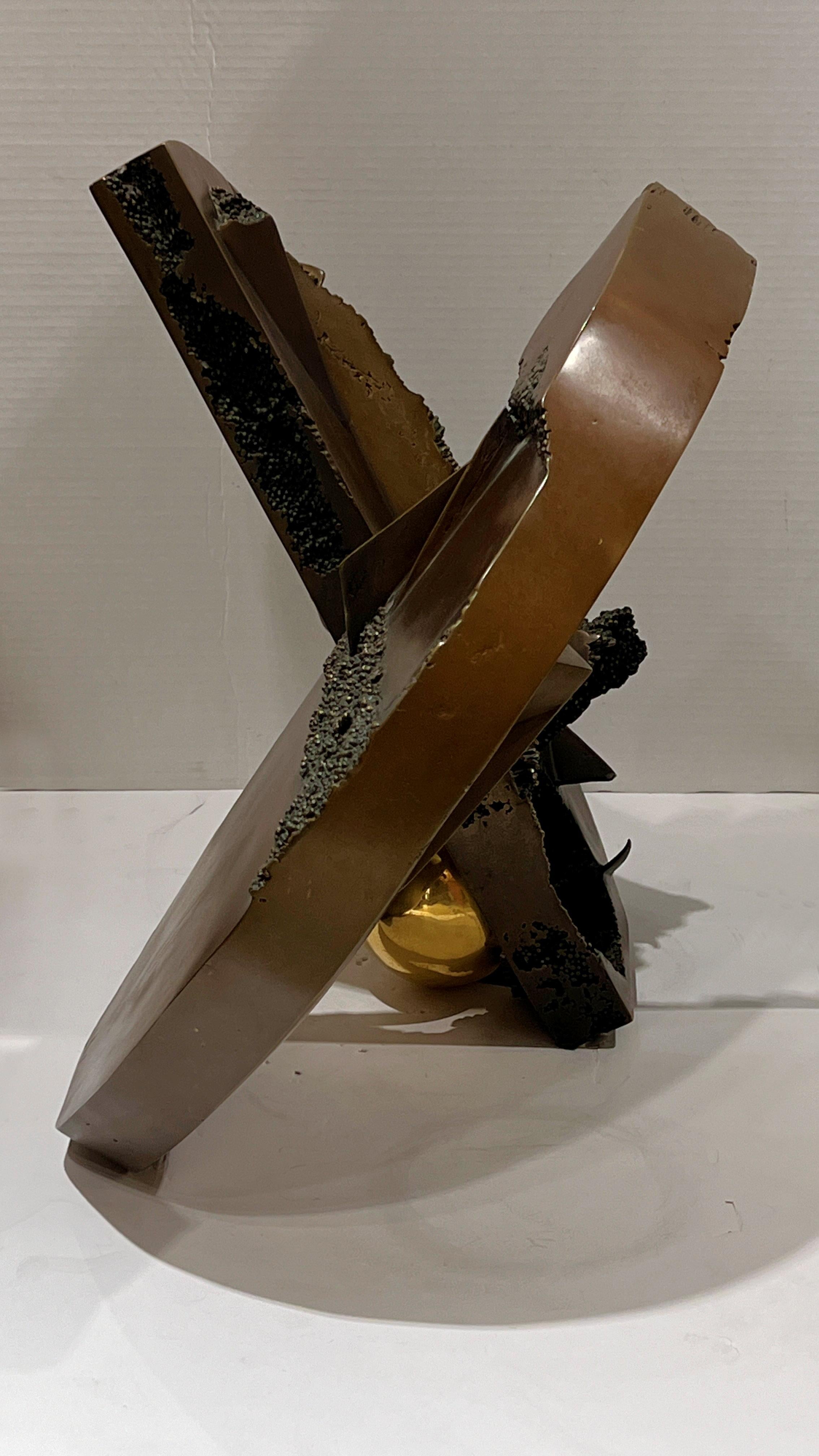 Arnaldo Pomodoro Attributed Abstract Bronze Sculpture of Disc For Sale 2