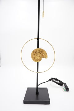 Arnaldo Pomodoro Bronze Sculpture for Borsani, Fixed on a Table Lamp, 1985-2021