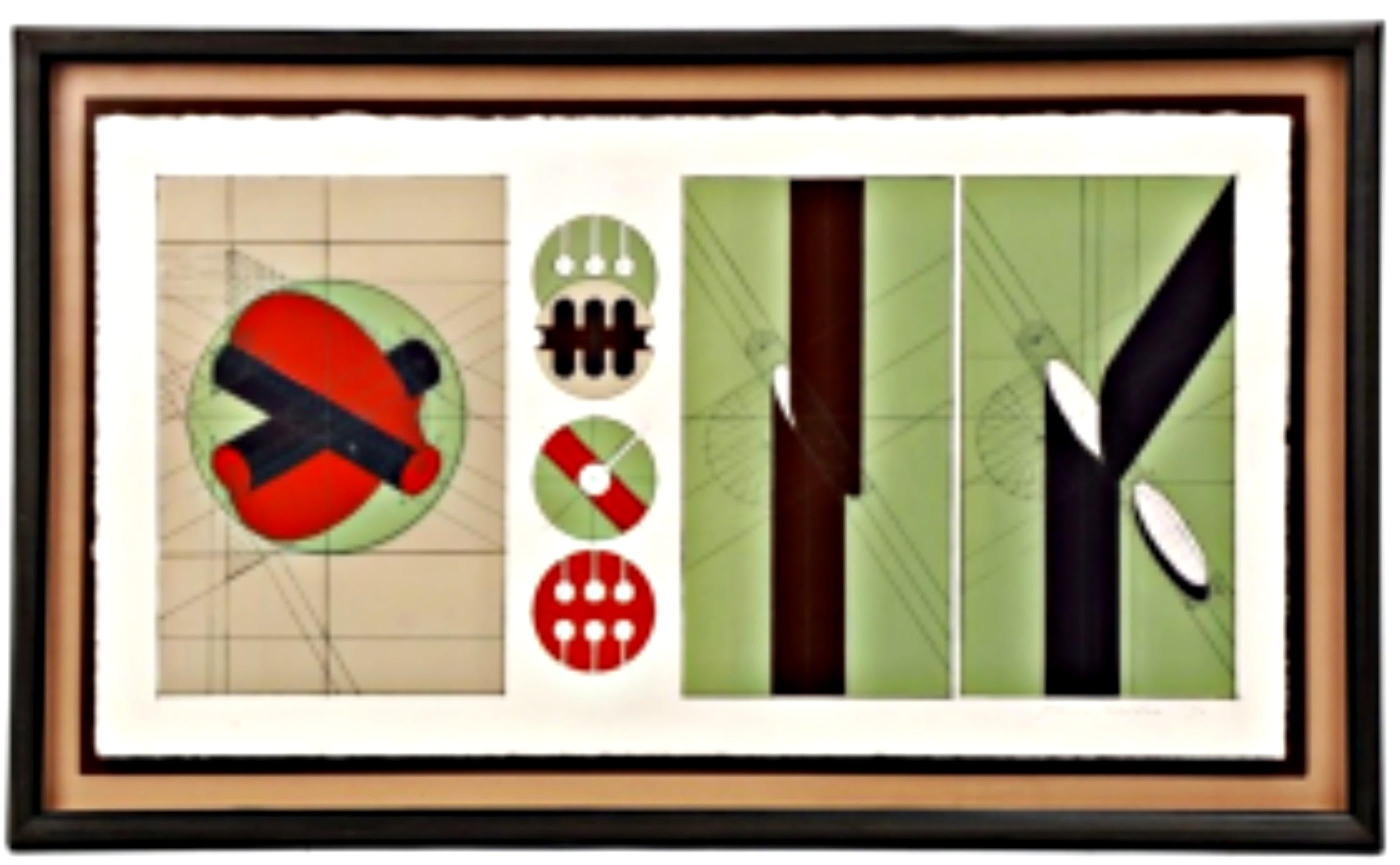 Abstracción geométrica moderna de mediados de siglo, firmada por el famoso escultor italiano/n Enmarcada - Print Geométrico abstracto de Arnaldo Pomodoro