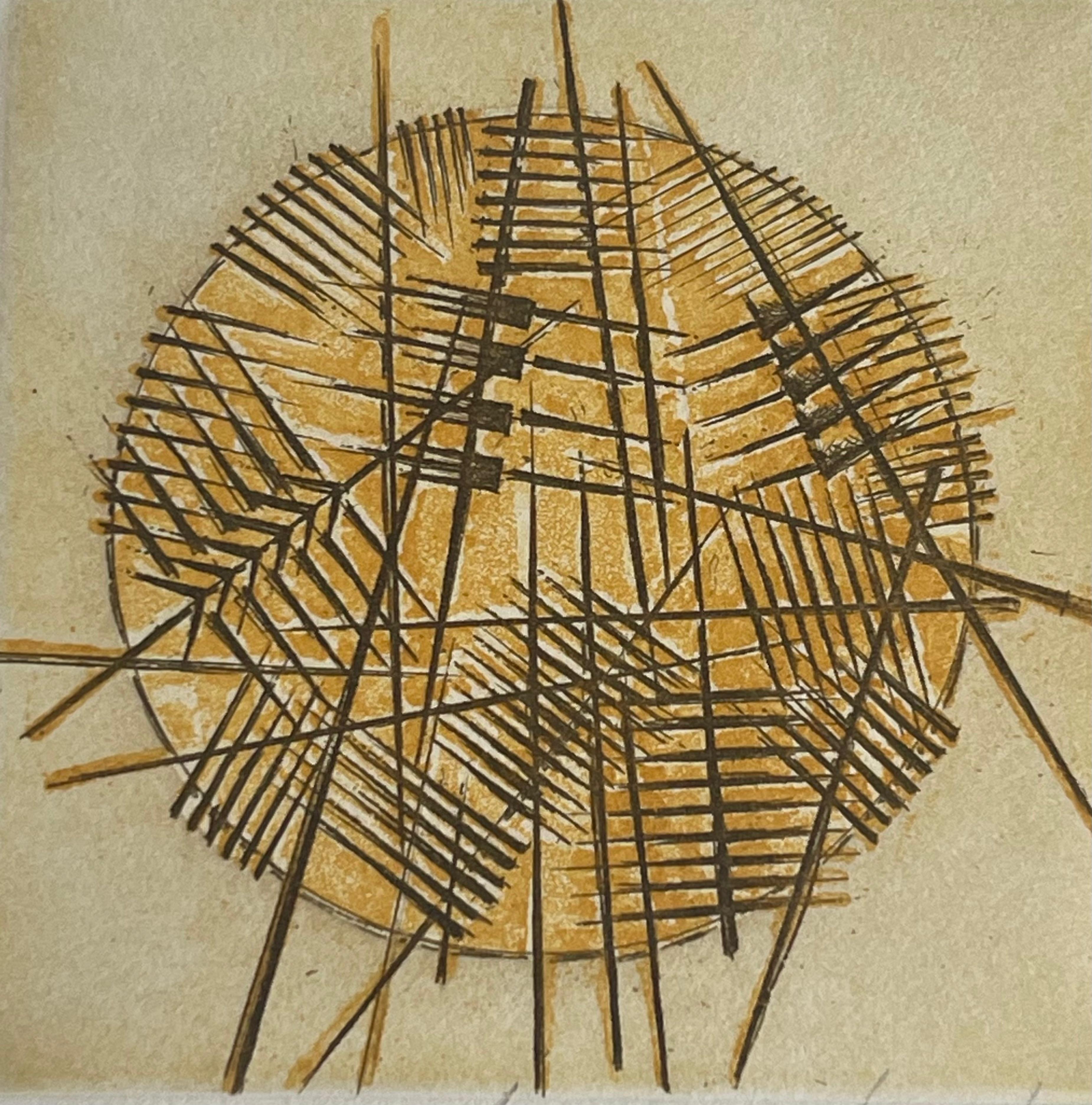 Sans titre pour Art et recherche, Gravure sur papier, Signée, Une des 15 épreuves d'artiste - Print de Arnaldo Pomodoro