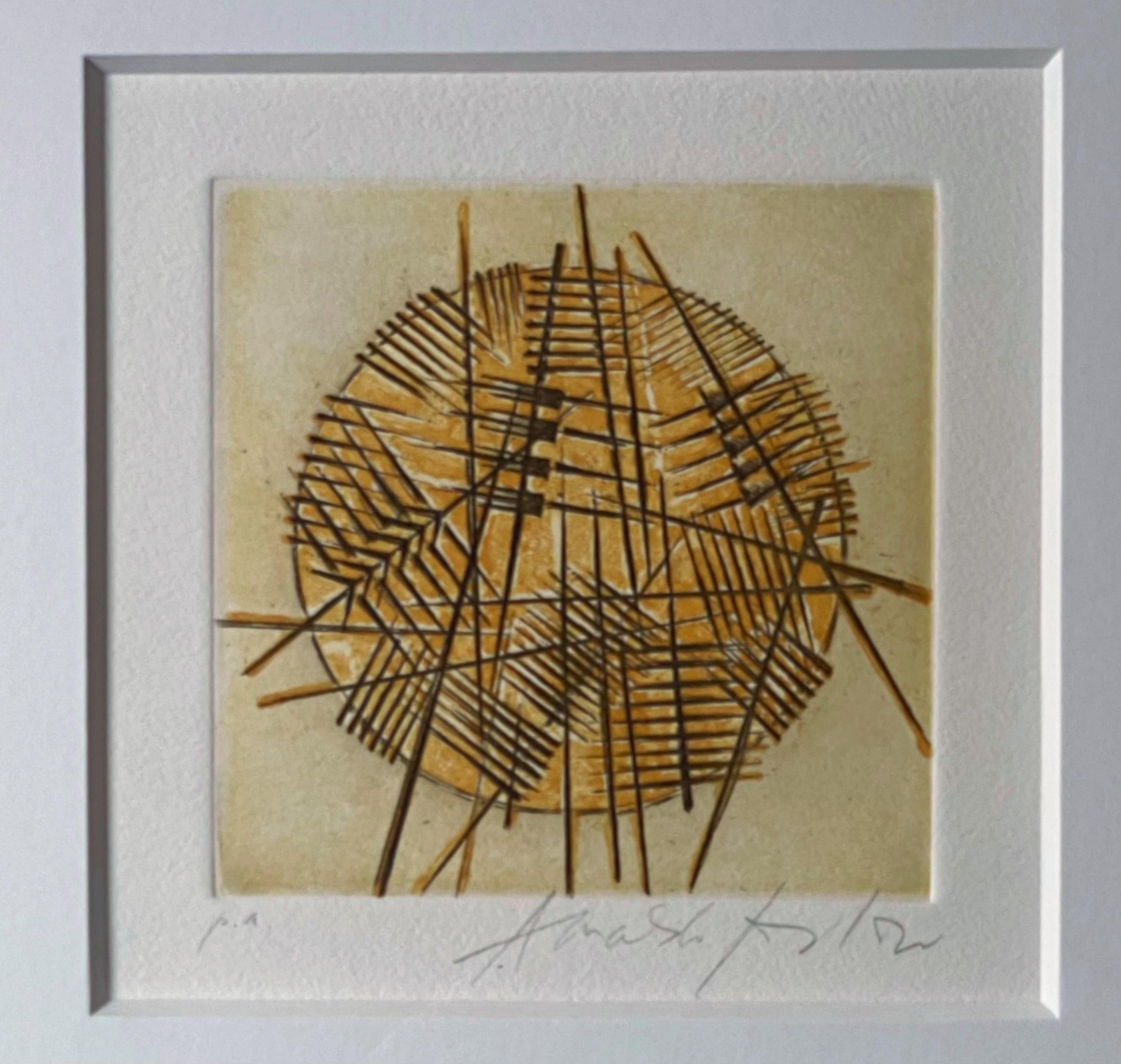 Sans titre pour Art et recherche, Gravure sur papier, Signée, Une des 15 épreuves d'artiste - Gris Print par Arnaldo Pomodoro