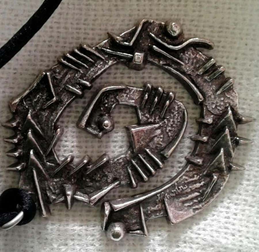 Arnaldo Pomodoro, Signed metal pendant (Brooch), International Scullpture Center