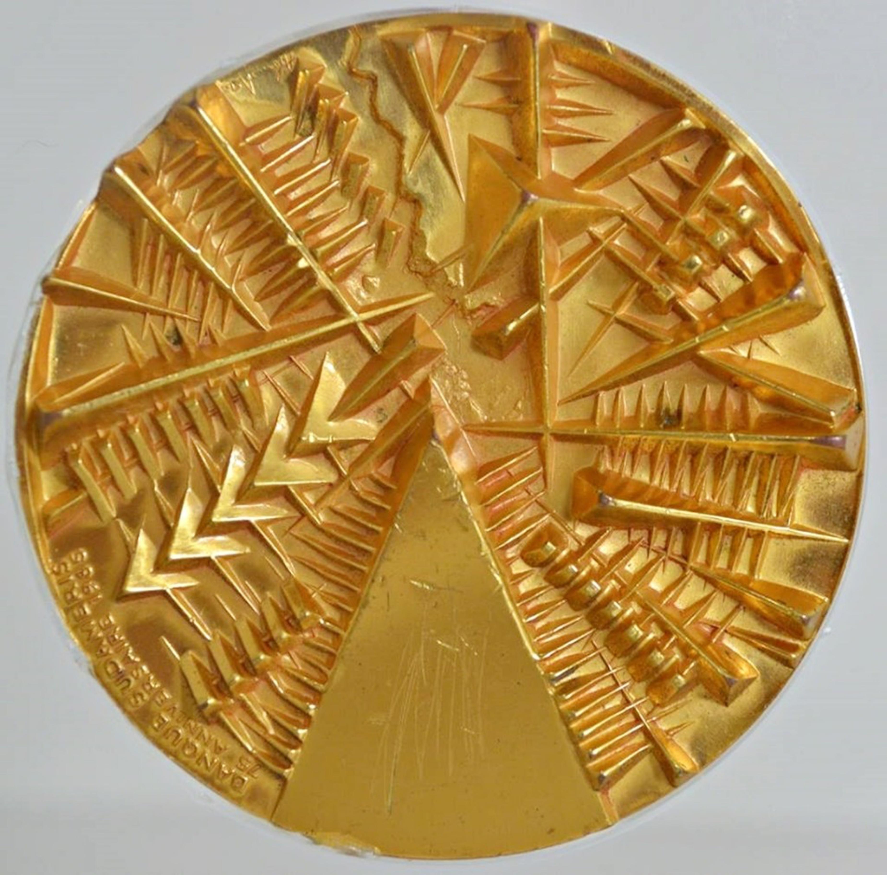 Double Sided Gold Plated Medallion (Limited Edition; Signed and Stamped)  - Art by Arnaldo Pomodoro