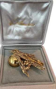Arnaldo Pomodoro FIRMADO 18K oro Escultura PIN con caja original Arte Abstracto