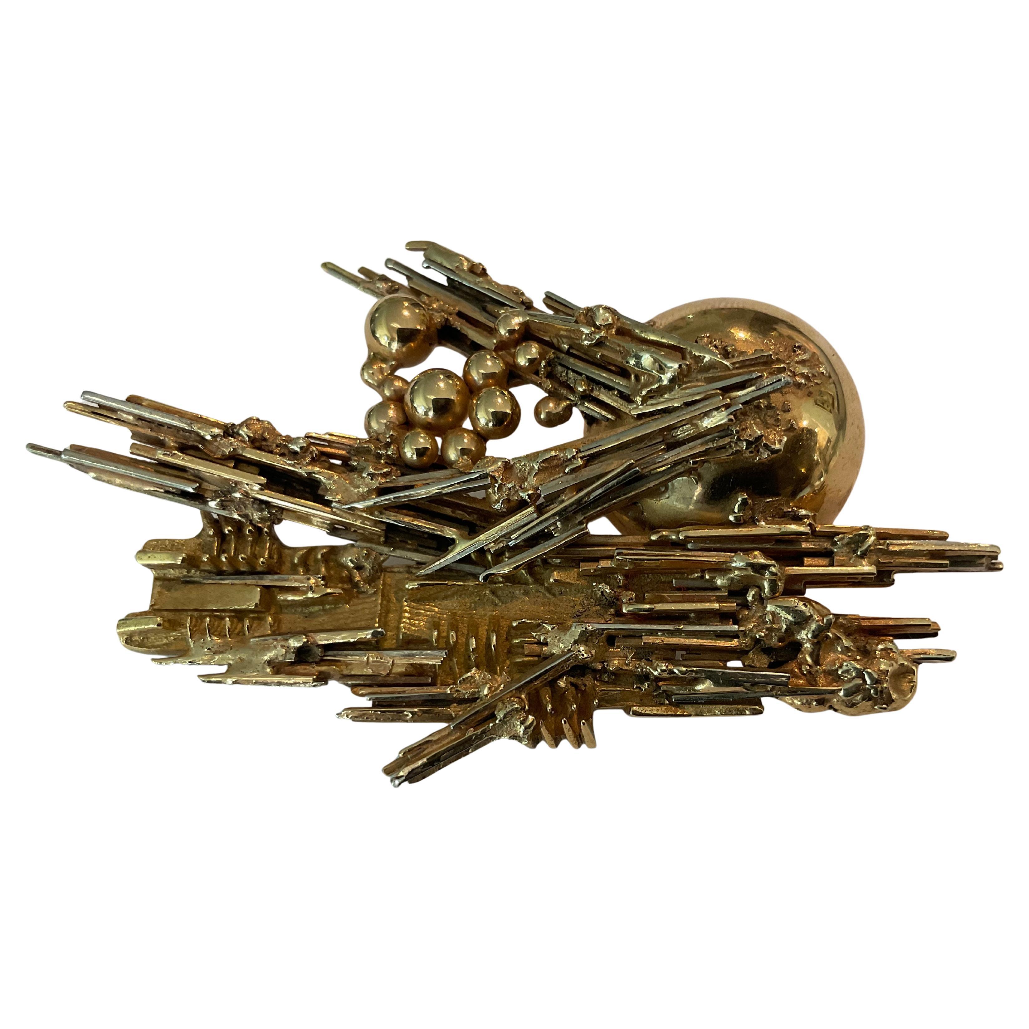 Arnaldo Pomodoro SIGNED 18K gold Sculpture PIN with original box Abstract Art