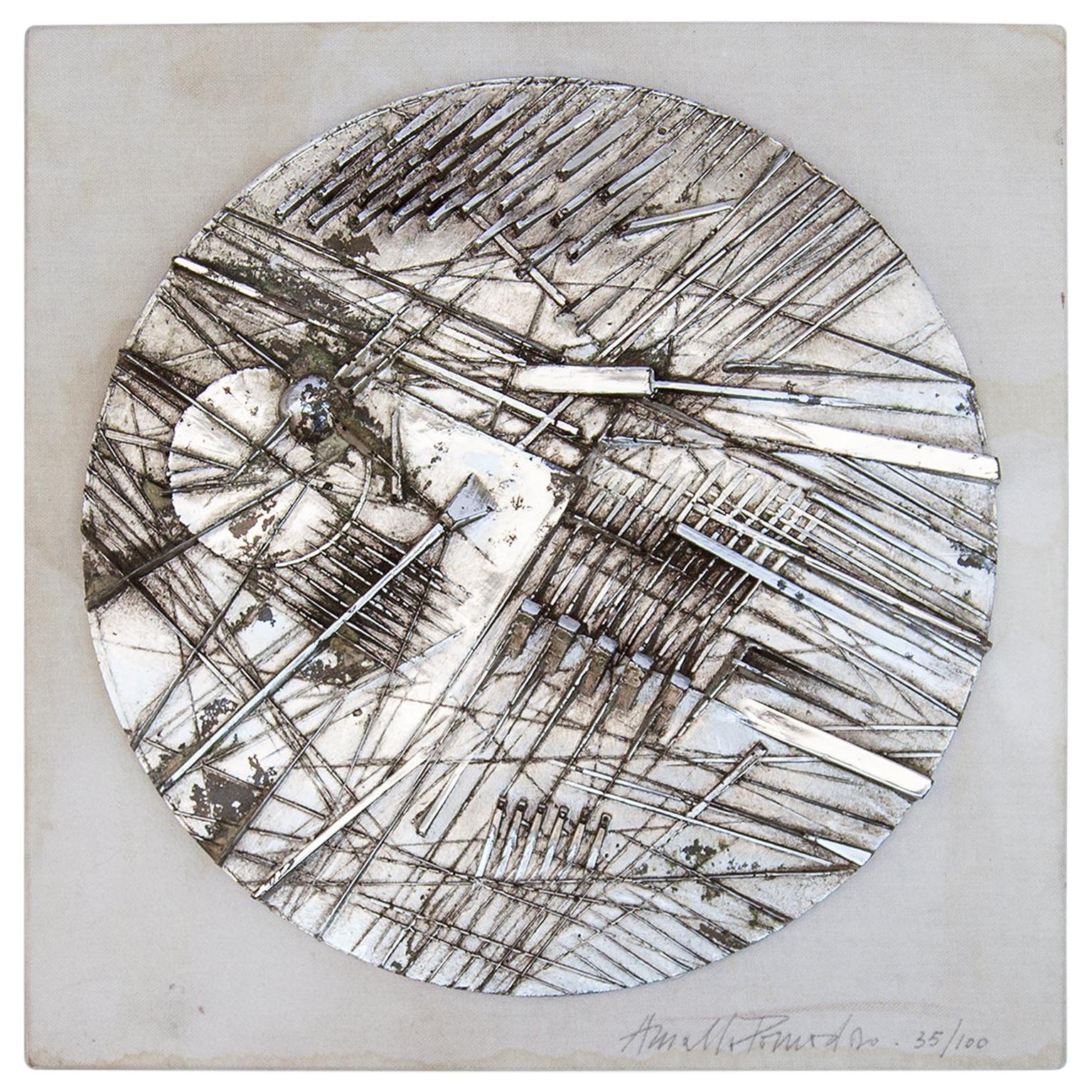 Arnaldo Pomodoro Silver Plated Disk Art Object 1972