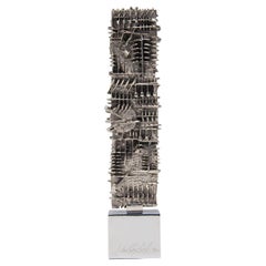 Arnaldo Pomodoro Silver Plated Stele Art Object 1986