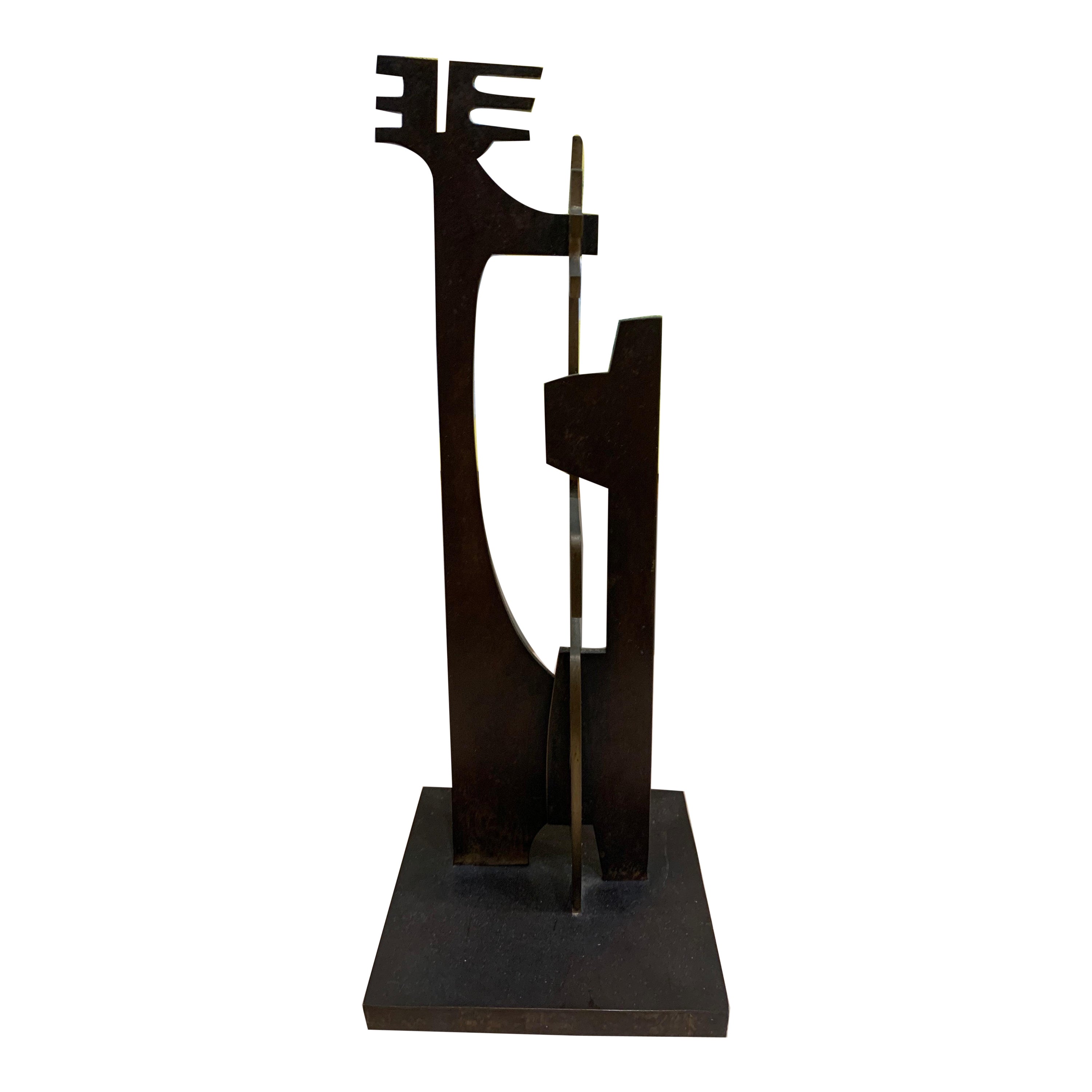 Sculpture en bronze d'Arnaldo Ugarte « Famille : Mère, Père et enfant »