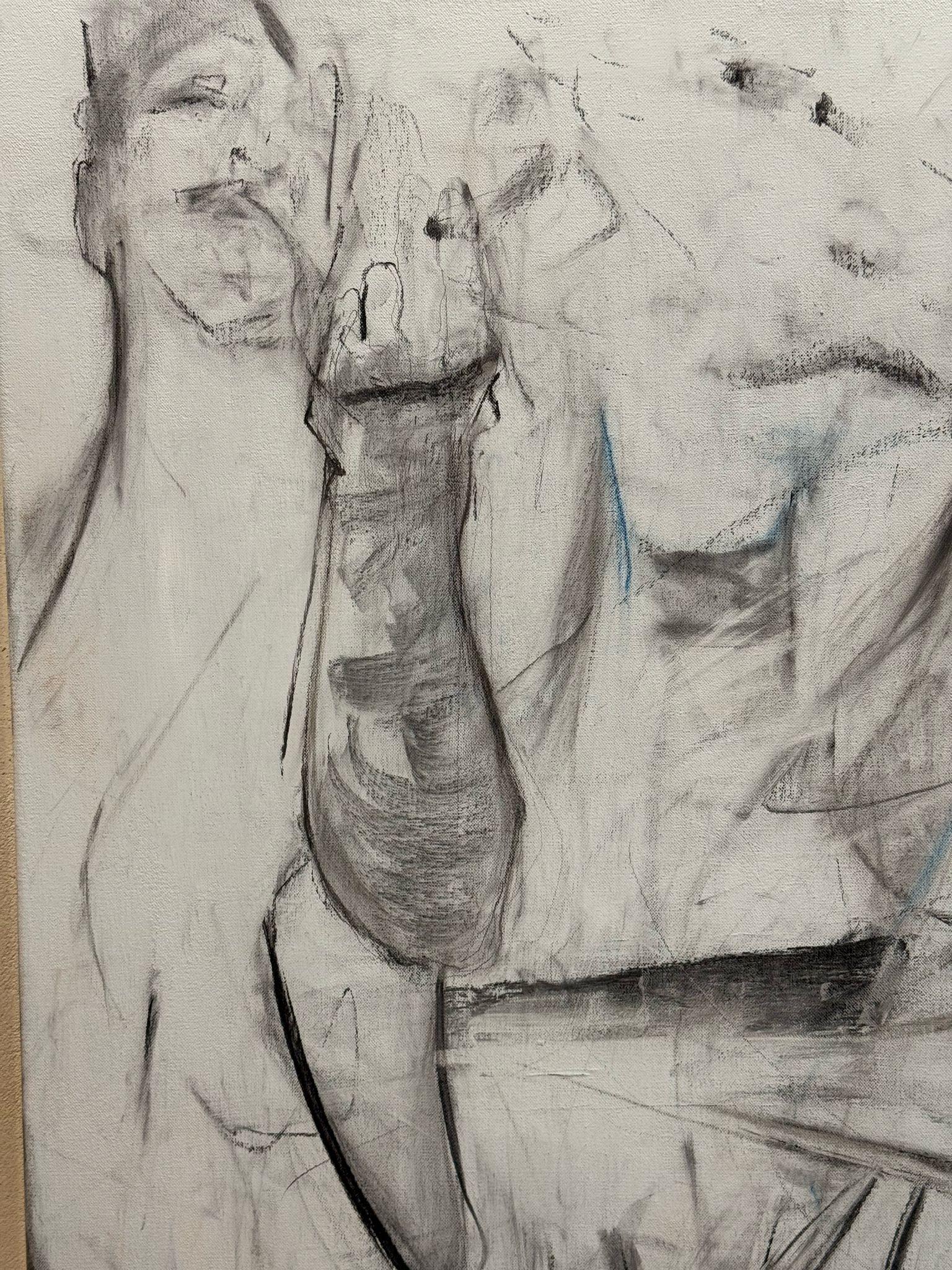 ABSTRACT Figurative Human Women Diptych by Contemporary Arnau Casas Spanish Art For Sale 1