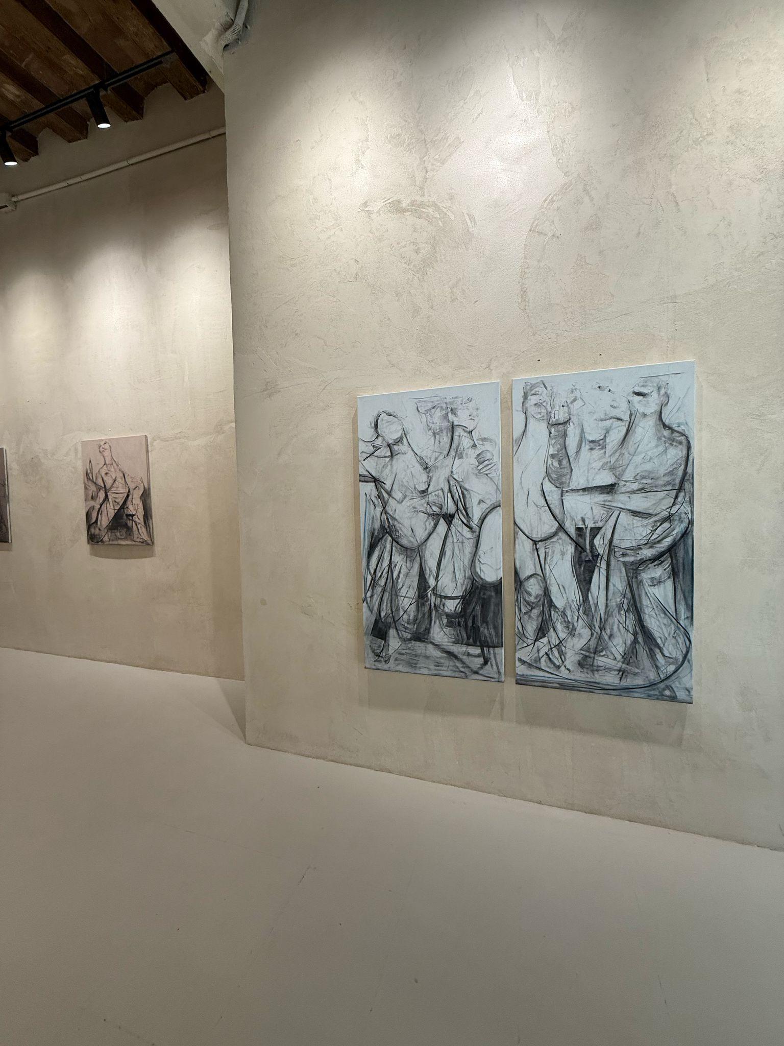ABSTRACT Figurative Human Women Diptych by Contemporary Arnau Casas Spanish Art For Sale 4