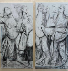 ABSTRACT Dittico figurativo di donne umane del contemporaneo Arnau Casas Arte spagnola