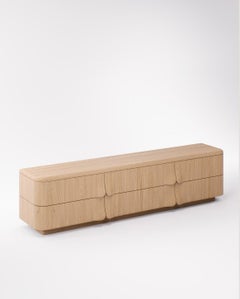 Arnava Large Low Cabinet in Natural Oak Veneer by Pendhapa