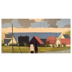 Arne a. Hansen, Denmark, Oil on Canvas, Modernist Landscape