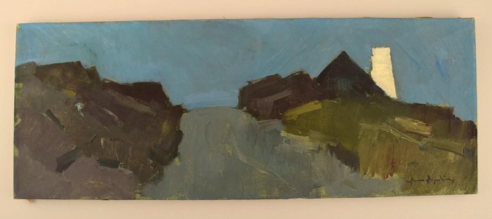 Arne Aspelin (1911-1990), Sweden. Oil on canvas. Modernist landscape. Mid 20th century.
The canvas measures: 65 x 25 cm.
In excellent condition.
Signed.