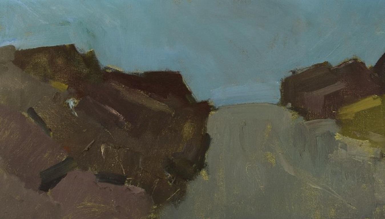 Swedish Arne Aspelin, Sweden, Oil on Canvas, Modernist Landscape, Mid 20th C