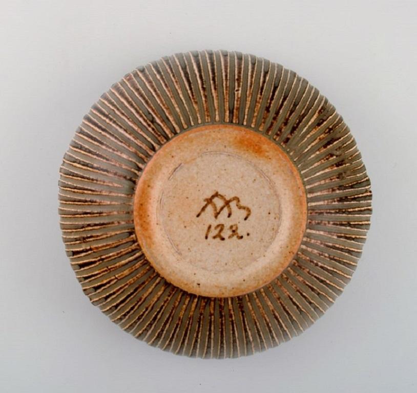 Arne Bang Denmark, Bowl in Glazed Ceramics with Grooved Body 1