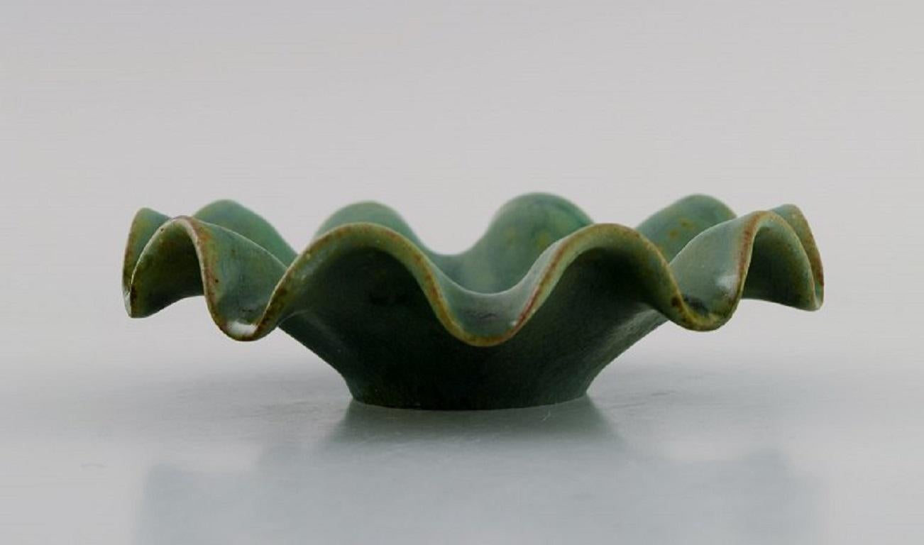 Danish Arne Bang, Denmark, Bowl with Wavy Edge in Glazed Ceramics