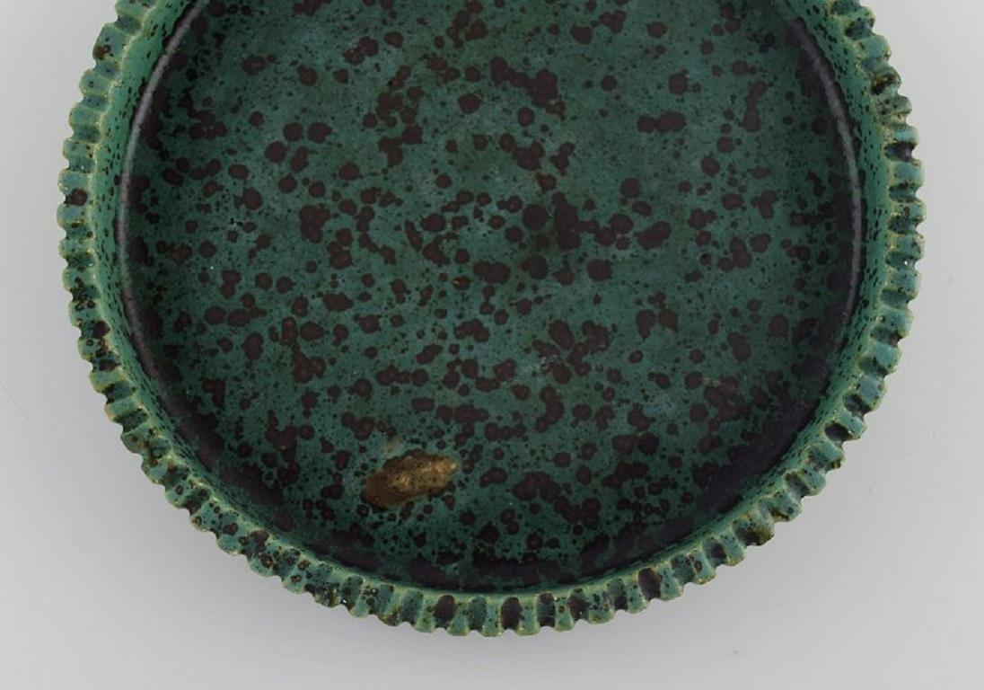 Art Deco Arne Bang, Denmark, Round Dish in Glazed Ceramics, 1940s For Sale