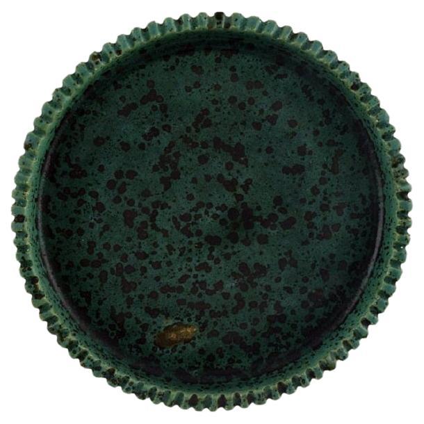 Arne Bang, Denmark, Round Dish in Glazed Ceramics, 1940s For Sale