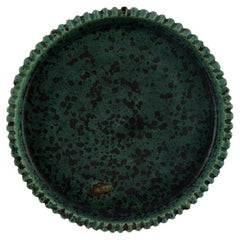 Vintage Arne Bang, Denmark, Round Dish in Glazed Ceramics, 1940s