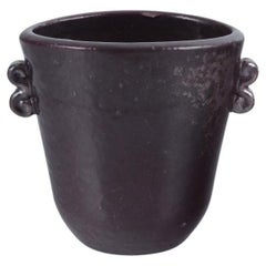 Arne Bang (1901-1983), own workshop. Vase with handles. Burgundy colored glaze.
