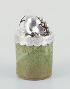 Arne Bang/Aage Weimar, lidded jar. Ceramic jar with sterling silver lid.