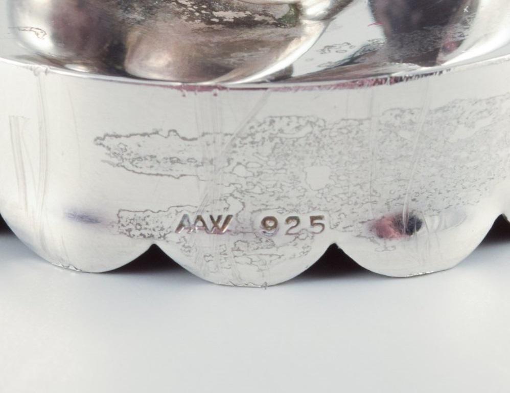 Arne Bang/Aage Weimar, lidded jar. Ceramic jar with sterling silver lid. 1