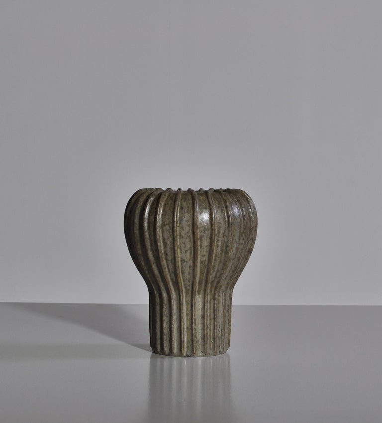 Arne Bang Art Deco Stoneware Vase from Own Studio, 1930s at 1stDibs
