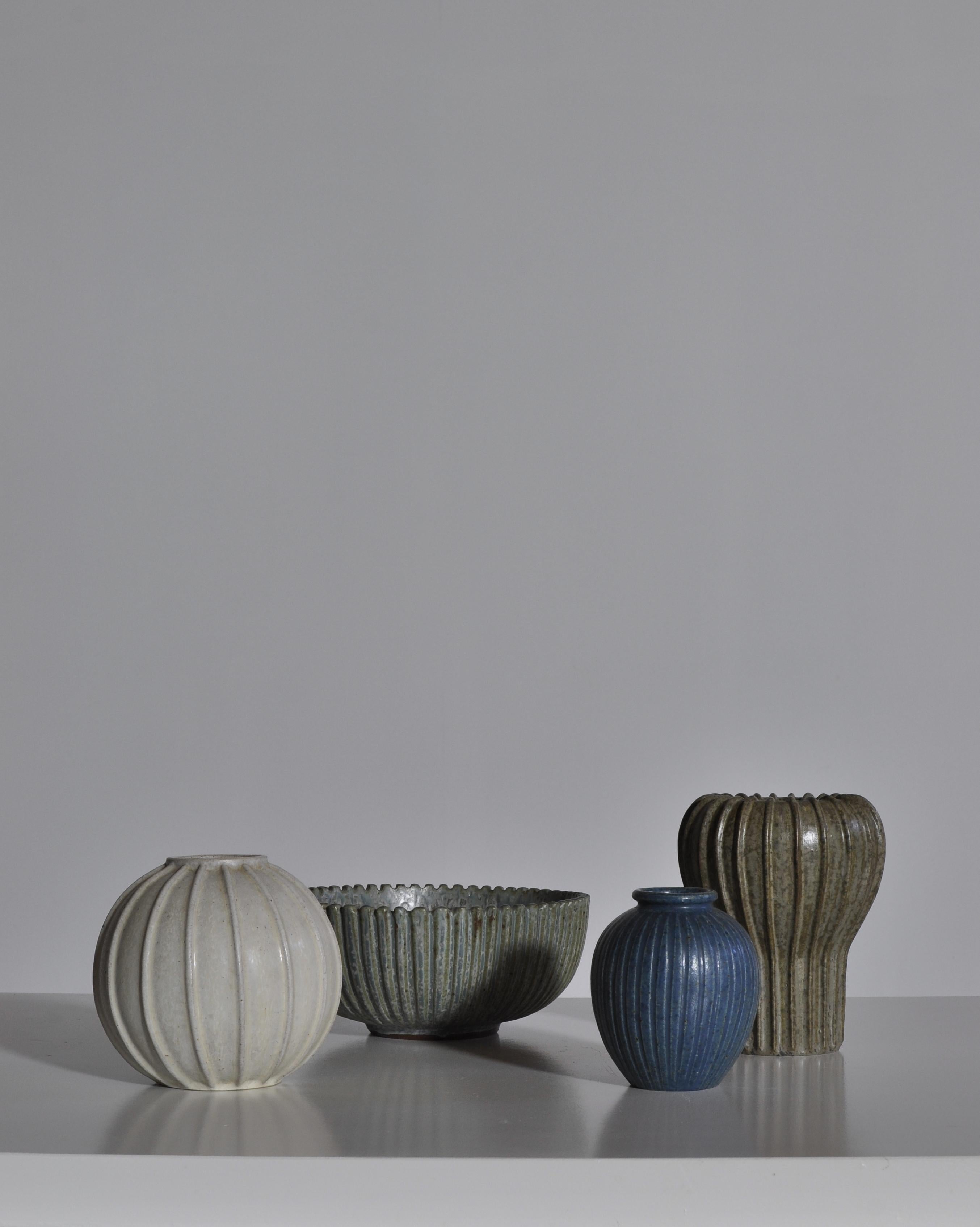 Arne Bang Art Deco Stoneware Vase from Own Studio, 1930s 2