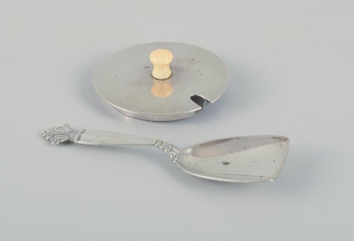 Glazed Arne Bang, Ceramic Honey Jar in Grooved Design, 1940s/1950s