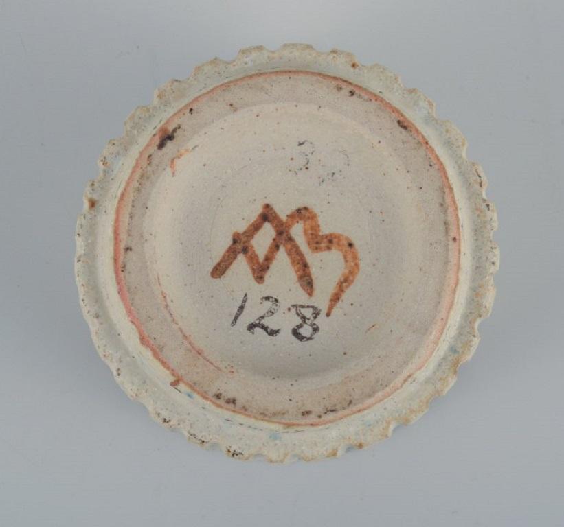 Silver Arne Bang, Ceramic Honey Jar in Grooved Design, 1940s/1950s