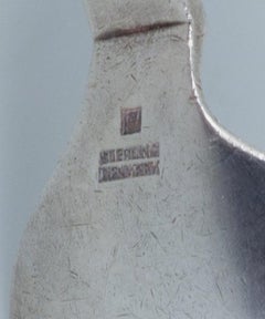 Arne Bang, Ceramic Marmalade Jar with Silver Lid and Georg Jensen Pyramid Spoon