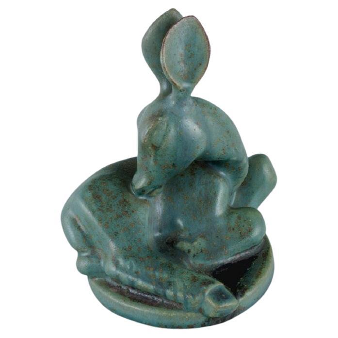 Arne Bang, Ceramic Sculpture, Reclining Deer