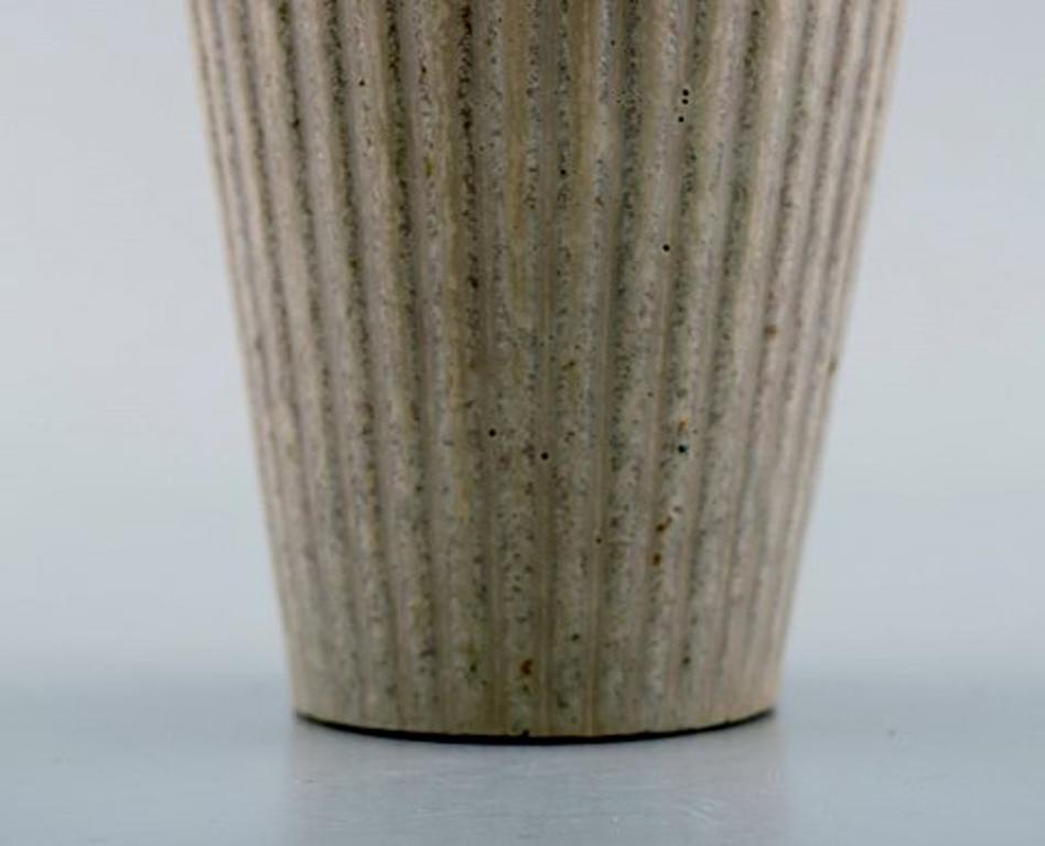 20th Century Arne Bang, Ceramic Vase in Fluted Style, Model Number 116