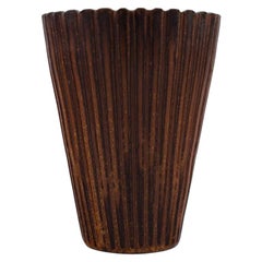 Arne Bang, Ceramic Vase in Fluted Style, Model Number 116