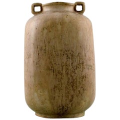 Arne Bang, Ceramic Vase with Square Corpus with Two Small Angled Handles