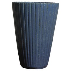 Vintage Arne Bang Danish Stoneware Ceramic Vase in Blue