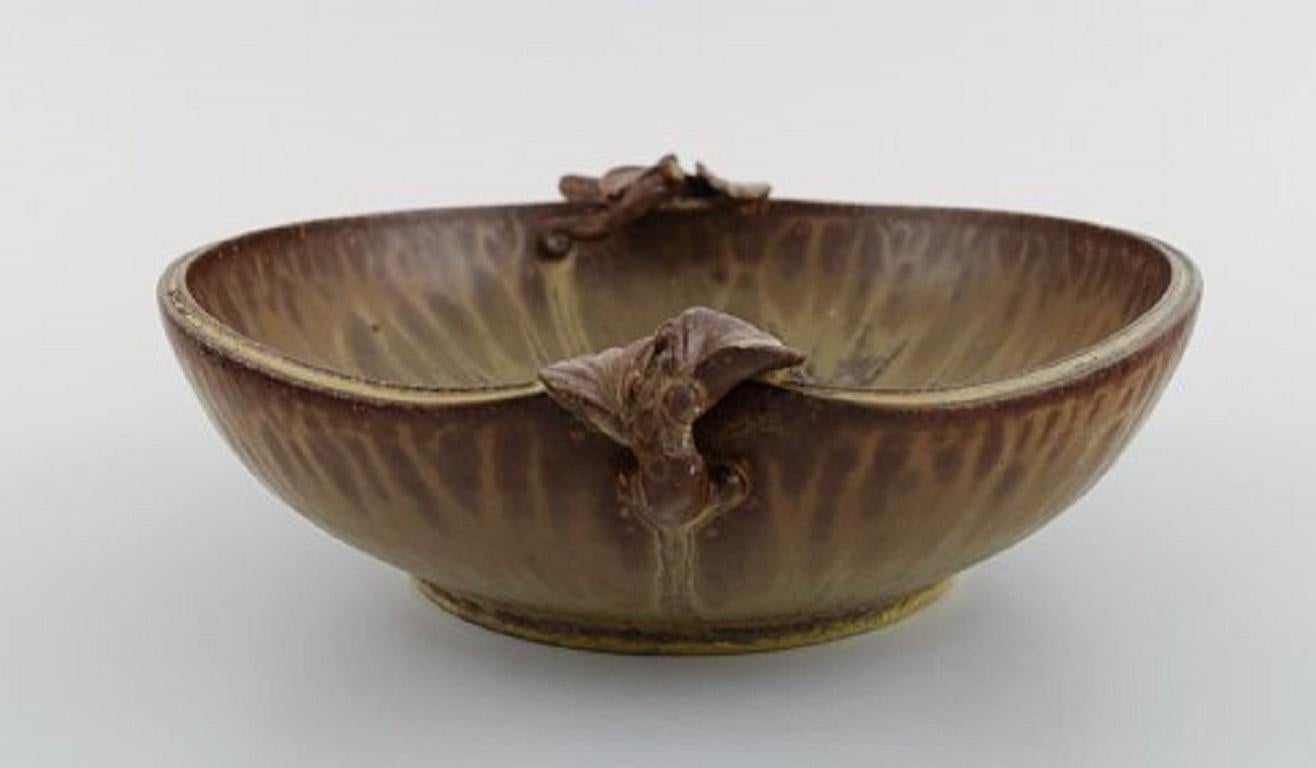 Danish Arne Bang, Denmark, Bowl in Glazed Ceramics Decorated with Foliage, 1940s