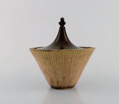 Arne Bang, Denmark, Glazed Ceramic Pot with Bronze Lid, 1940s