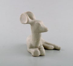 Arne Bang, Denmark, Lying Deer in Glazed Ceramics, 1940s
