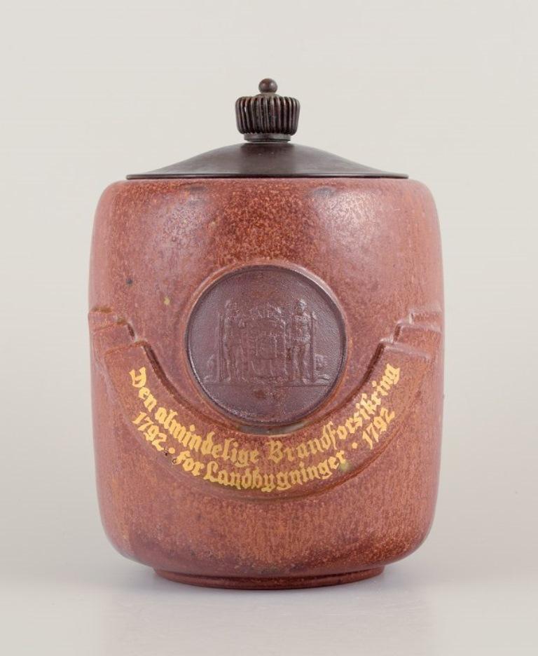 Arne Bang, Denmark. Own workshop.  Lidded jar in glazed ceramic.