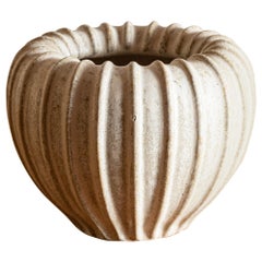 Arne Bang Fluted Round Vase in Bisque Glaze