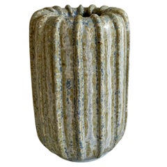 Vintage Arne Bang Stoneware Fluted Vase Model No. 37, 1930s 